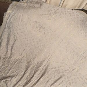Louis Vuitton Iridescent Cream, Pink, and Gold Silk Monogram Shawl